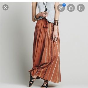 Free People Orange Kathna Maxi Skirt
